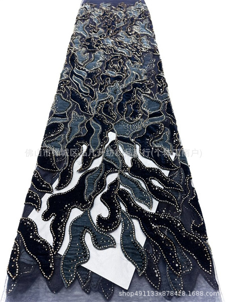Fabricante directo de terciopelo tubo de perlas tela sexy estilo europeo y americano cena de moda ropa de tela comercio exterior transfronterizo