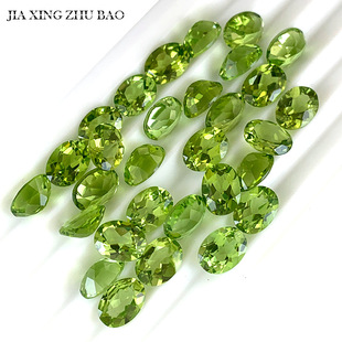 Natural olivine oval ring face color treasure egg-shaped cut face denier ring pendant inlaid bare stone factory wholesale