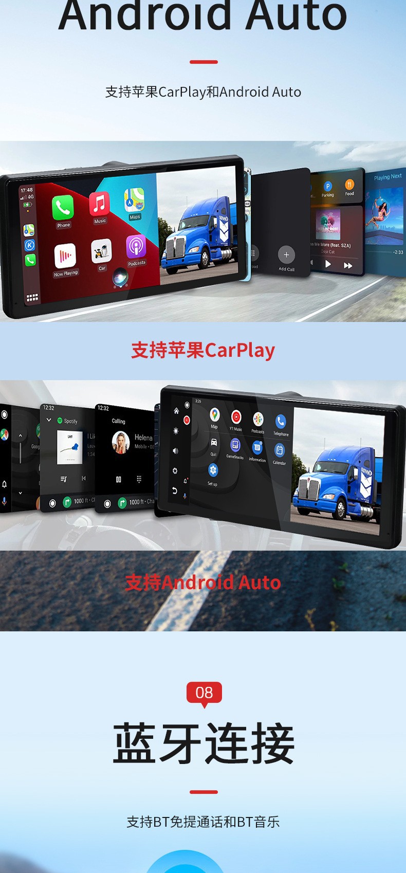 10.36inch Truck Dashcam with Four-Way Monitoring, 360 Panoramic Hd Night Vision, Reversing Images, and In-Car Navigation