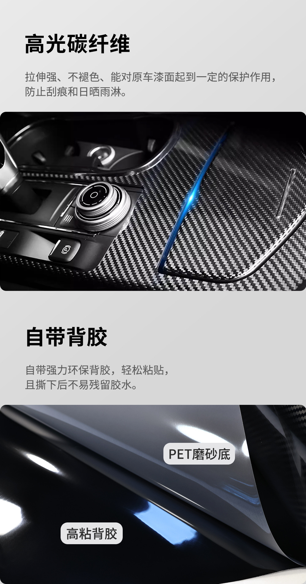 In-stock, quick delivery 5D carbon fiber sticker, car body color change film, car center console and rearview mirror film, carbon fiber paper