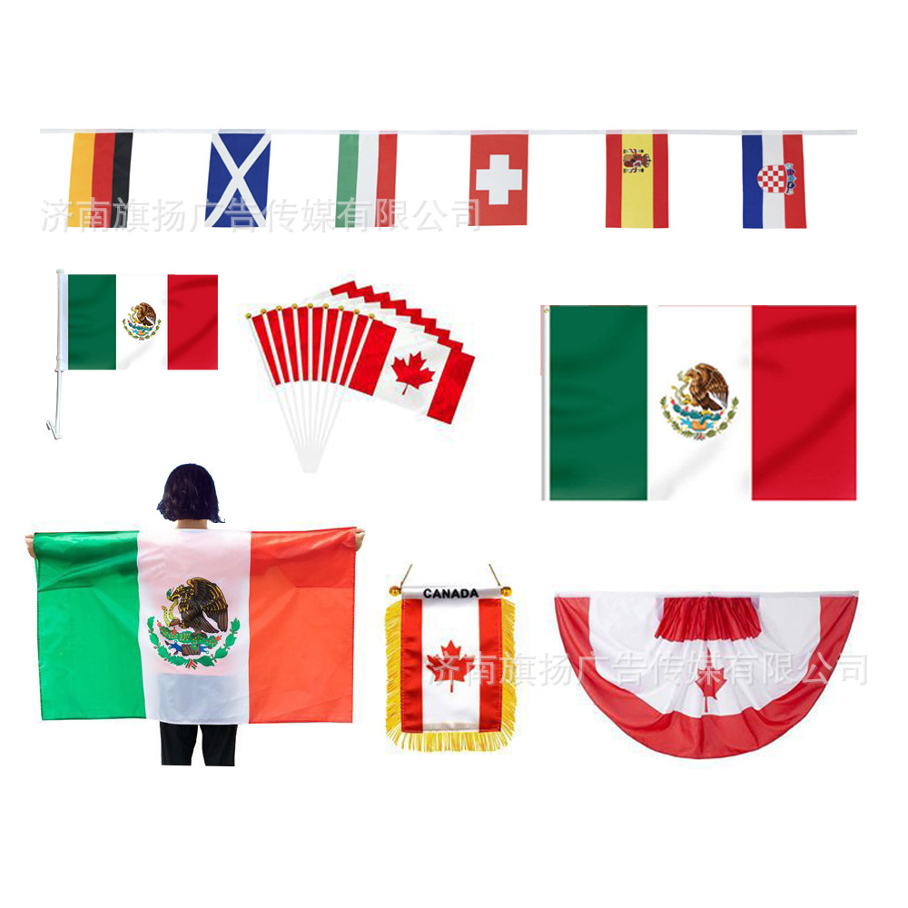2026 Estados Unidos, Canadá, México, productos de la Copa del Mundo, banderas de mano, fanáticos, banderas de mano, banderas personalizadas
