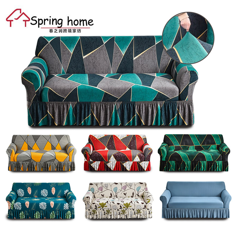 Elastic Skirt Sofa Cover Four Seasons Universal Solid Color Anti-cat Claw Sofa Cover All-inclusive Universal Cover Advanced Sofa Towel