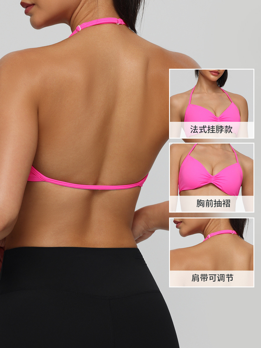 Europa y América Amazon nylon ropa interior de fitness sexy cintura delgada colgante bra deportivo desnudo chaleco de yoga rápido secado