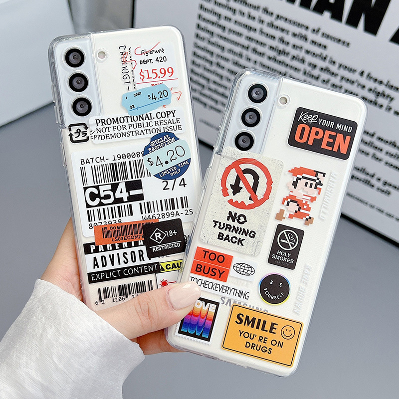 Suitable for Samsung S26Ultra Apple Iphone17 Ins European and American Retro Label Mobile Phone Case A57 Protective Cover