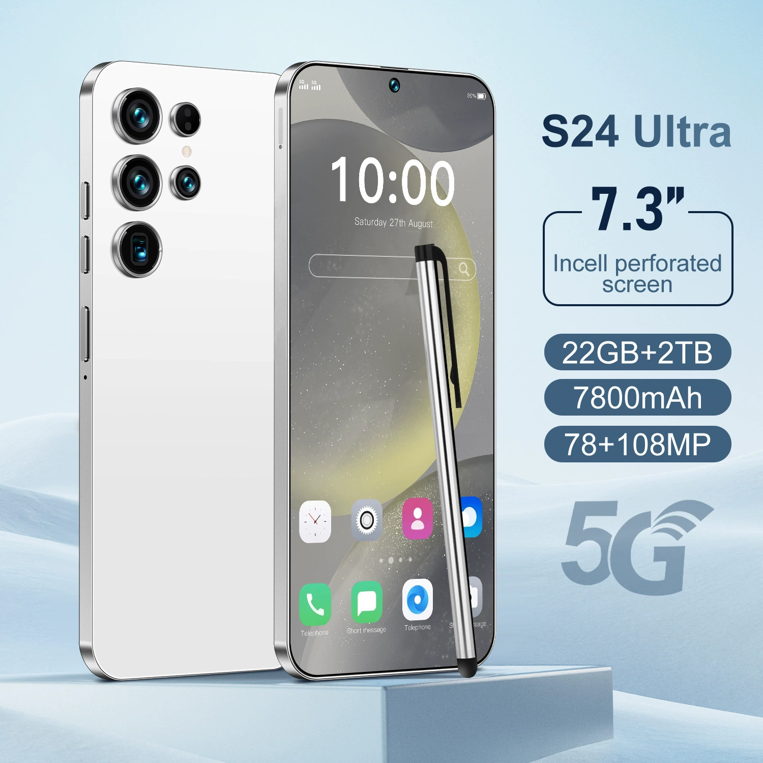 (Переходная торговля), мобильный телефон, S25, смартфон, 4G, G7, 7.3 дюйма, широкий экран, Android 12