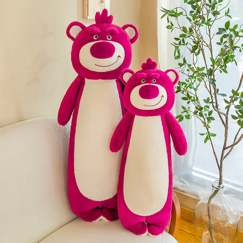 毛绒玩具长条熊抱枕粉色熊毛绒玩具夹腿熊大号玩偶熊公仔礼物外贸