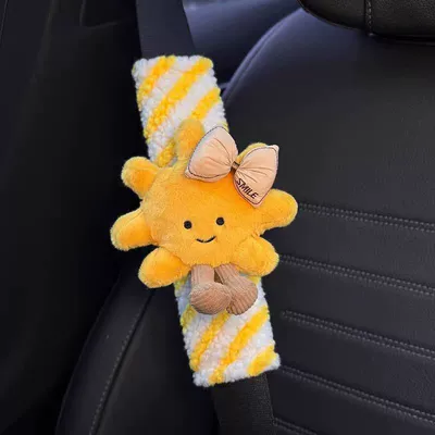 sunflower car interior decoration, Seat belt shoulder pad - cute-bowknot-sunflower-soft-plush-shoulder-pad-1-piece-no-specifications
