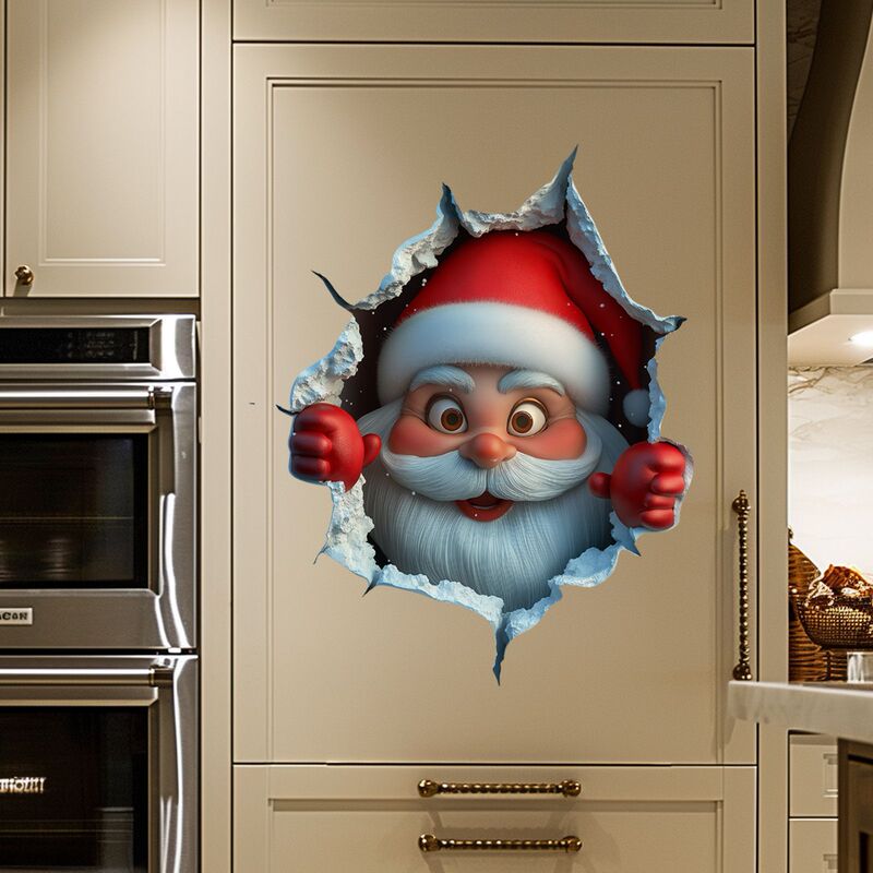 Cross-Border Christmas Wallpaper Creative Wall-Breaking Cartoon Santa Claus Living Room Room Background Wall Decoration Self-Adhesive Wall Stickers Cross-Border Christmas Wallpaper Creative Wall-Breaking Cartoon Santa Claus Living Room Room Background Wall Decoration Self-Adhesive Wall Stickers