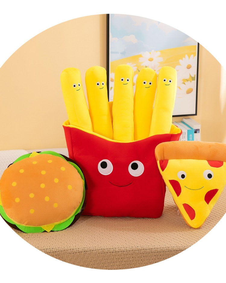 Cross-Border French Fries, Burger Pillows, Pizza Plush Toys, Dolls, Children's Activities, Friends Gifts, Foreign Trade Wholesale