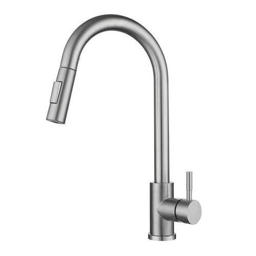 Stainless steel kitchen pull-out faucet with hot and cold rotation, sink basin dishwashing bowl faucet