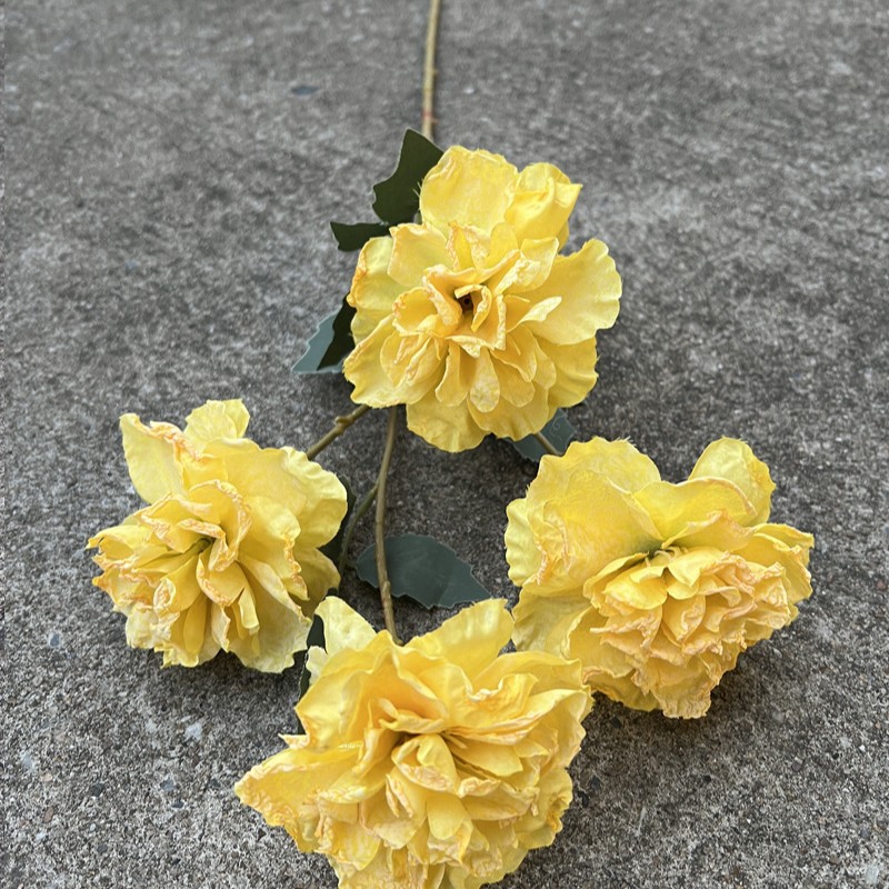 Nueva fábrica de flores artificiales de la boda amarillo leche amarillo limón amarillo fresco al aire libre Salón de la boda decoración flor falsa al por mayor