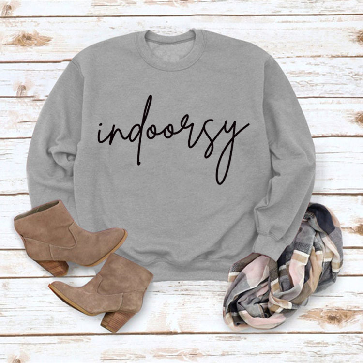 Indoorsy en stock Jersey cuello redondo europeo y americano Top manga larga impresa suelta simple suéter transfronterizo Comercio exterior al por mayor