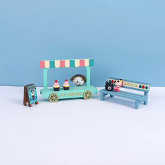 INS Creative Decor Gift Mini Scene ZAKKA Ice Cream Cone Cart Bench Sign Prop Display