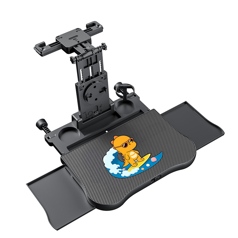 Venta caliente mesa de viaje en coche multifuncional silla de coche trasera pequeña mesa tablero ajustable para adultos niños taza de agua soporte de la computadora