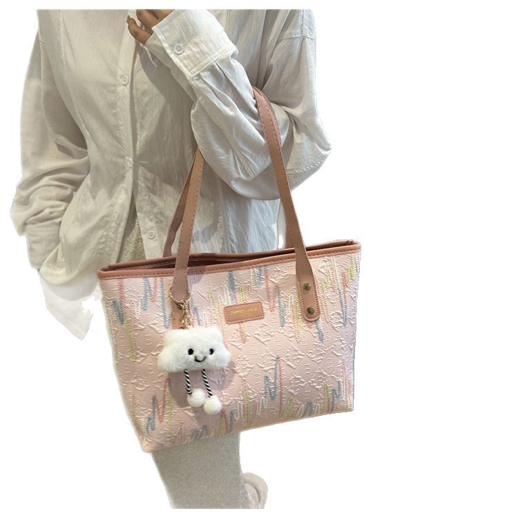 Bolsa de compras de ocio y cercanías bolsa de gran capacidad suave bolsa de hombro único para estudiantes universitarias de moda en clase