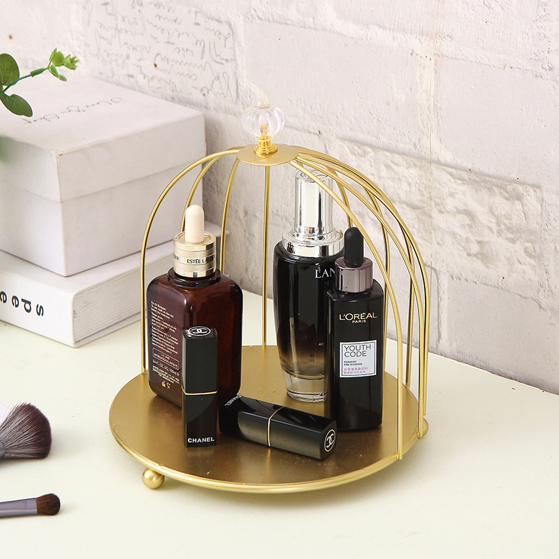 Escritorio tocador Bird Cage perfume cosméticos cuidado de la piel estante caja de almacenamiento decorativo estante de exhibición baño dormitorio