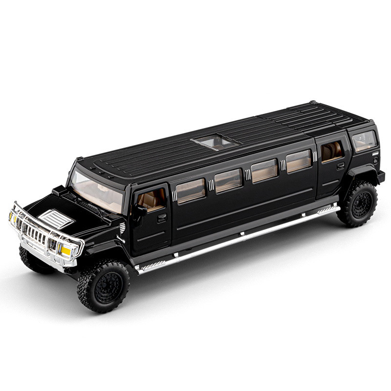 1:32 Hummer Extended Version Alloy Car Model Pull Back Sound and Light Shock Absorption Family Gift Kidsren's Creative Educational Toys