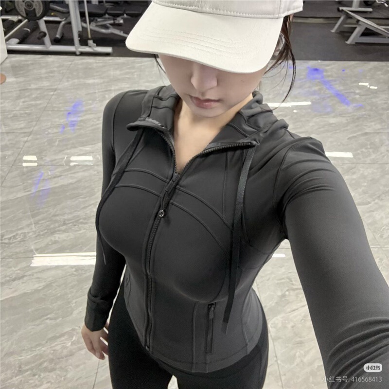 Lulu Original Define Hooded Short Jacket Slim Fit Yoga Coat Sports Running Fitness Wear Zipper Cardigan Lulu Original Define Hooded Short Jacket Slim Fit Yoga Coat Sports Running Fitness Wear Zipper Cardigan