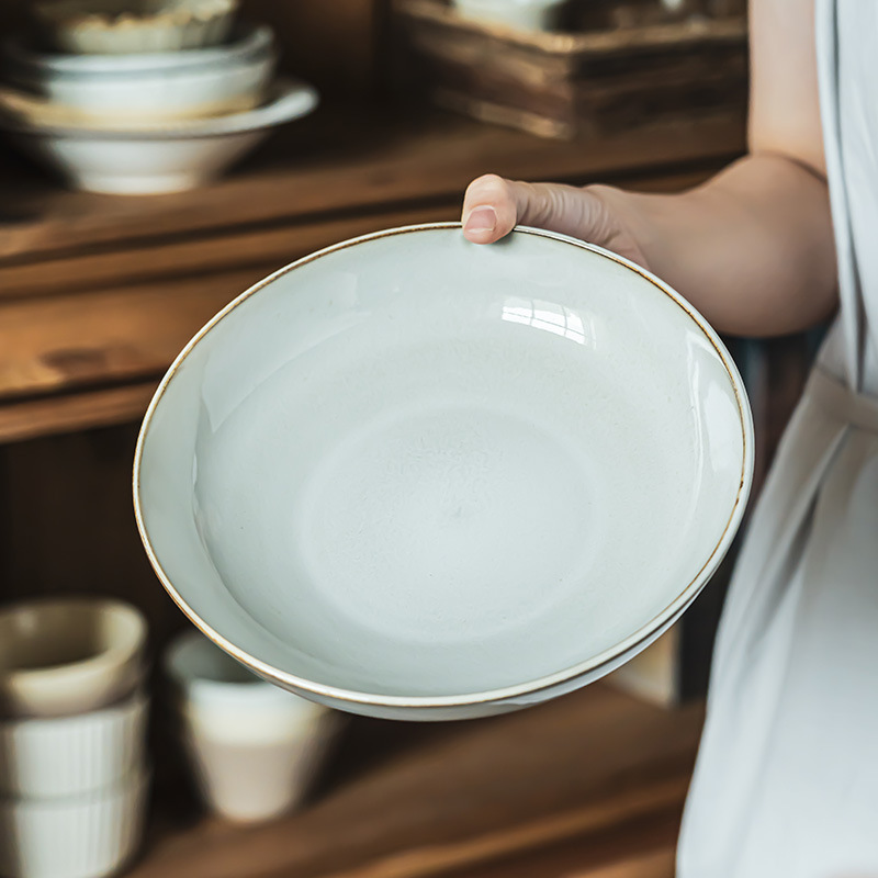 Retro estilo simple trazado cuenco de cerámica de color sólido cuenco de platos de ensalada