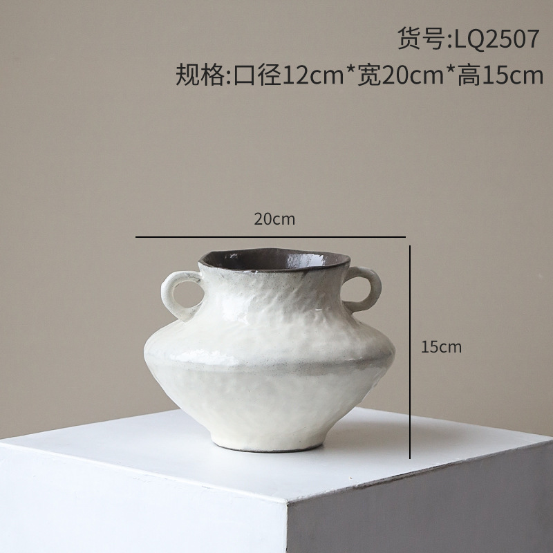 景德镇侘寂复古小花瓶新中式禅意小清新陶瓷花器客厅民宿茶室皓羽|undefined