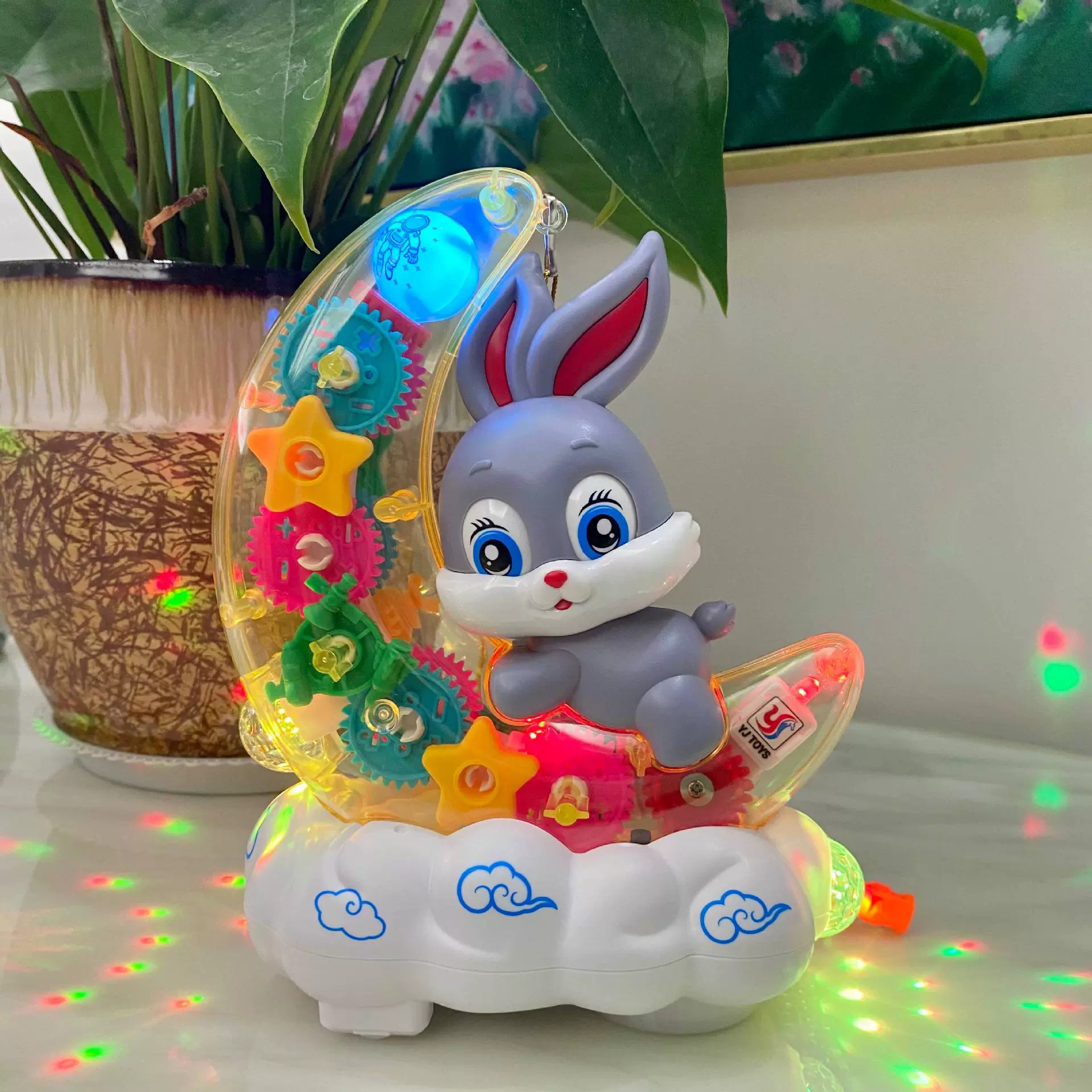 【乐美玩具】 电动万向透明齿轮月亮兔 地摊跑江湖过家家玩具批发