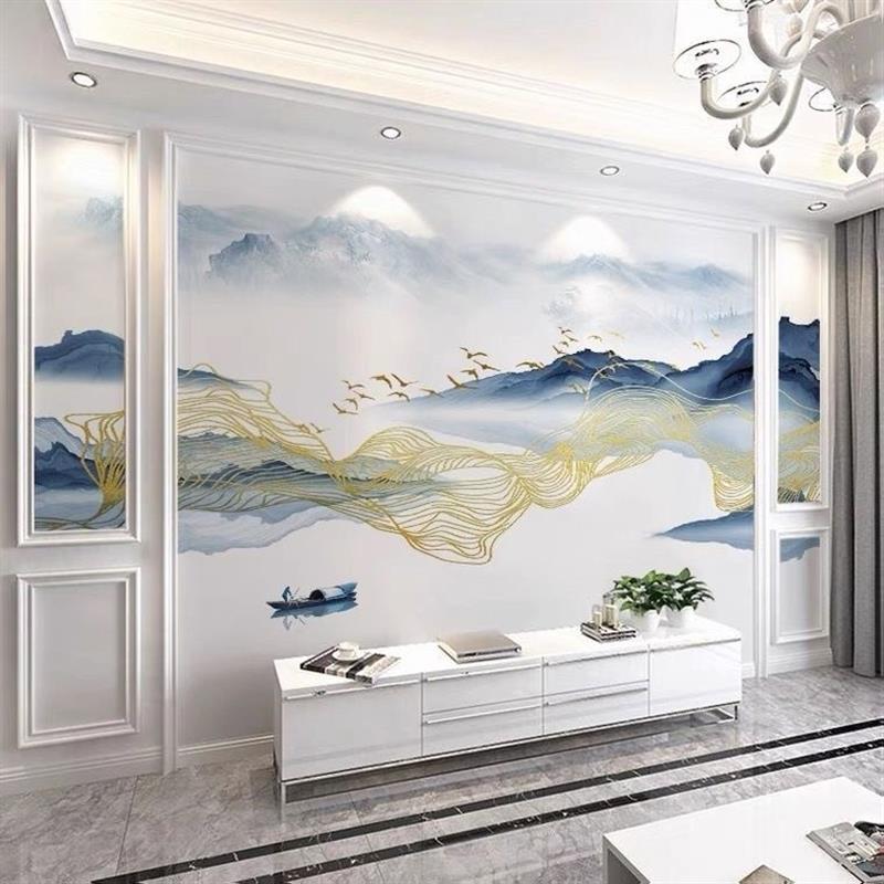 2025新款五宫格电视背景墙布8D立体客厅沙发卧室影视墙3D壁纸壁画