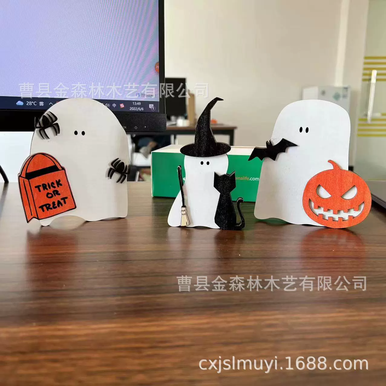 万圣节小礼品玩具摆件鬼屋庭院桌面卡通可爱造型摆件创意木质摆件