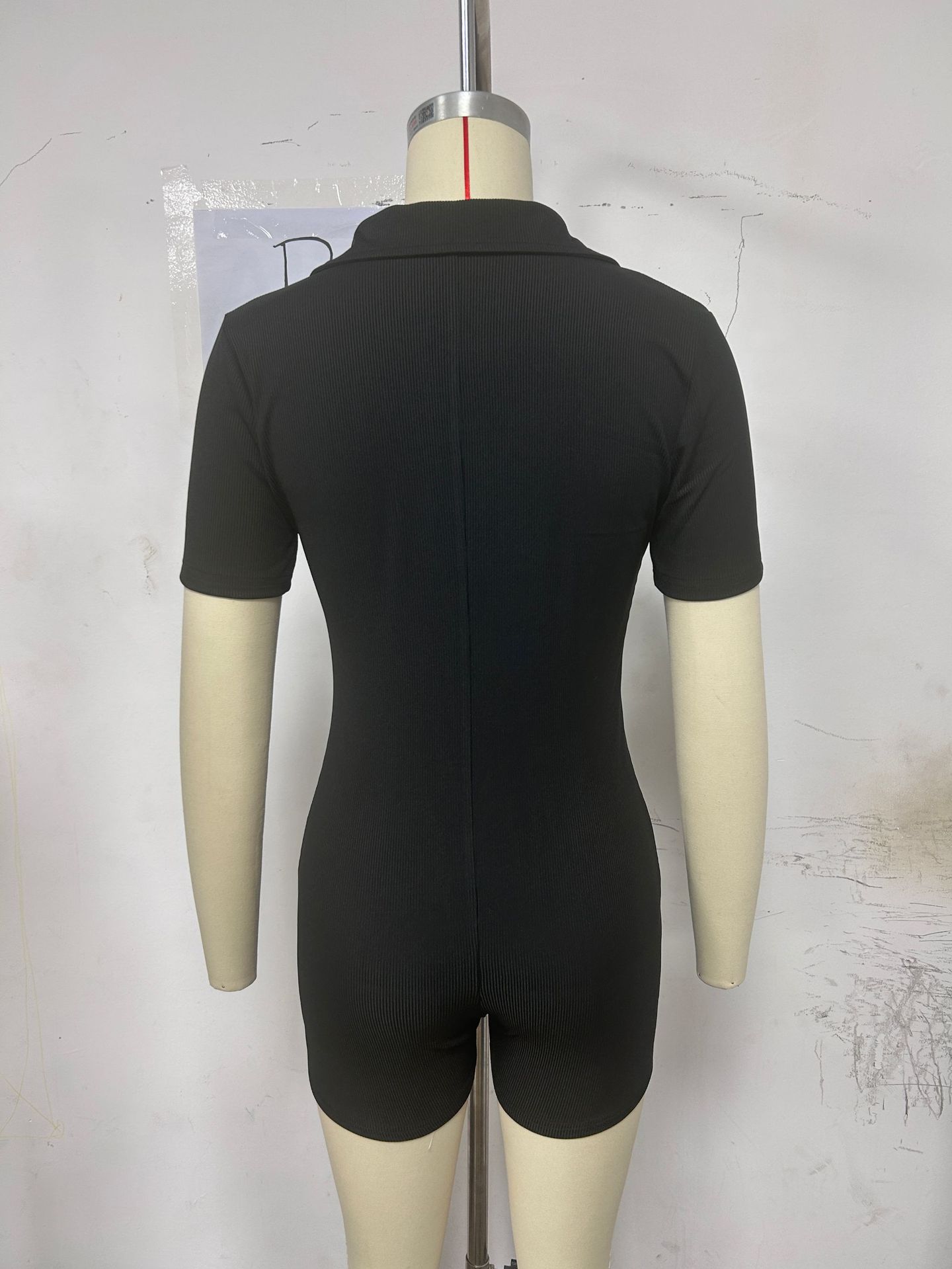 High Waist Waist Line Women's Bodysuits Short Sleeve Blazers Button Sexy Streetwear Solid Color