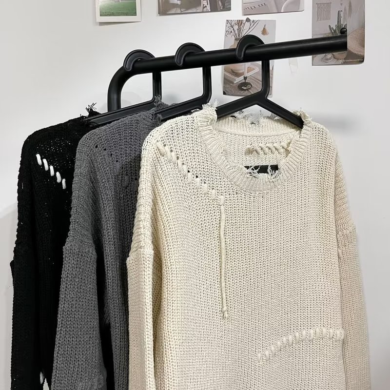 Otoño ins high street ripped suéter pareja marca de moda suelta suéter de estilo perezoso estilo coreano suéter de estudiante de moda