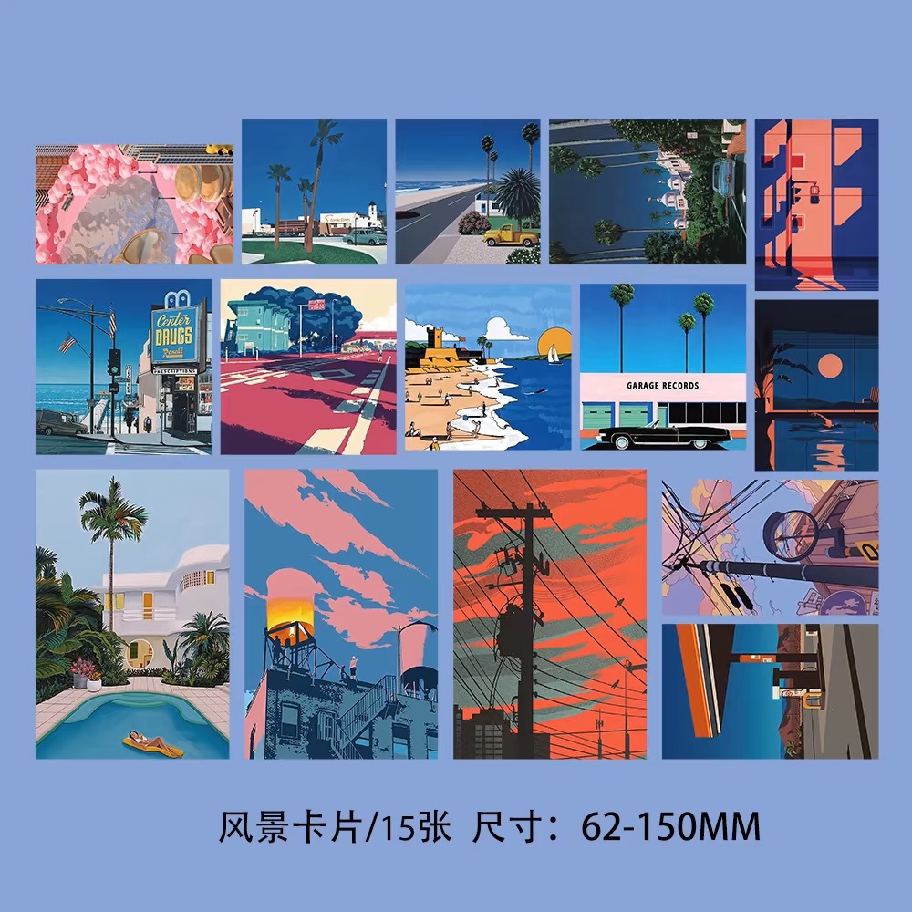 Colección de cientos de tarjetas de postal, estilo ins, estilo anime japonés, estilo retro, arte festivo, suministros culturales y creativos