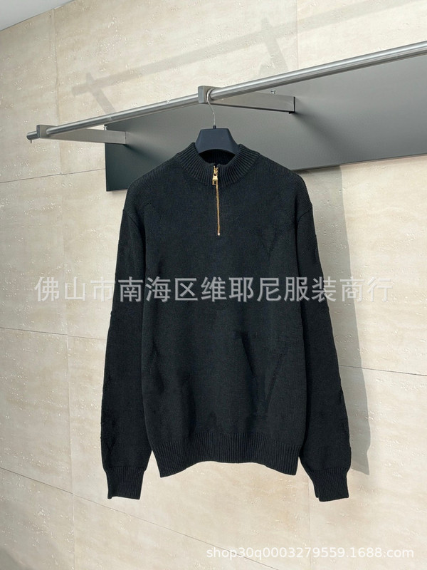 毒家 高品质 1-V家暗纹提花立领秋冬毛衣高定设计感百搭针织衫潮|undefined