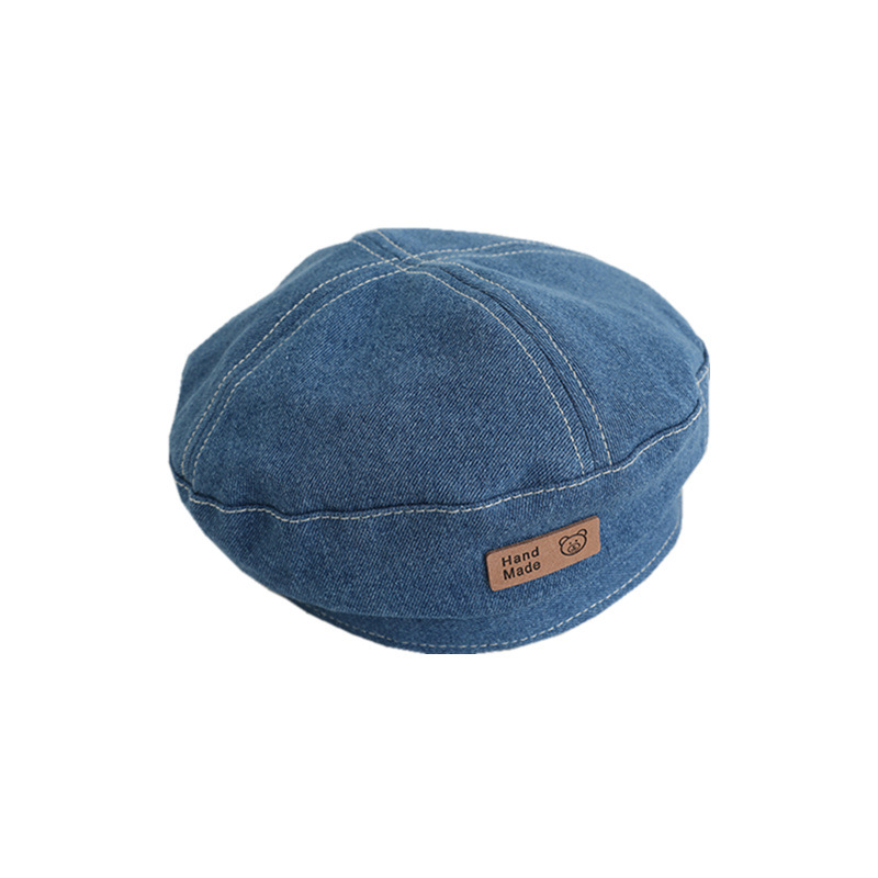 Boina para niños de estilo japonés primavera y verano nuevos niños y niñas retro versátil Denim octogonal sombrero otoño bebé pintor sombrero moda