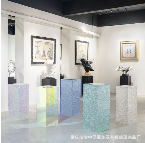 亚克力石头纹底座落地摆件艺术装置服装店橱窗陈列摆 台展示