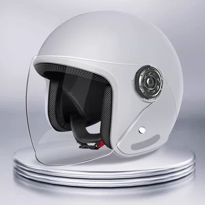 Motosiklet kaskı (dəbilqə), Electric Vehicle Helmet, Autumn and Winter - a01-light-gray-high-definition-long-mirror