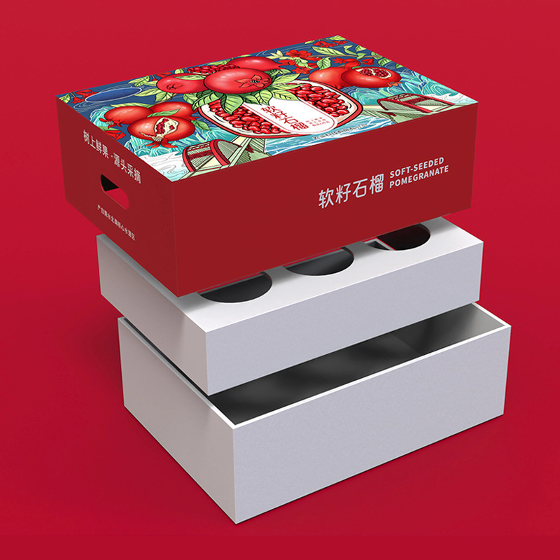 ソフトシードザクロギフトボックスメーカー印刷果物と野菜天地蓋包装箱カラー印刷フルーツ段ボール箱製作|undefined