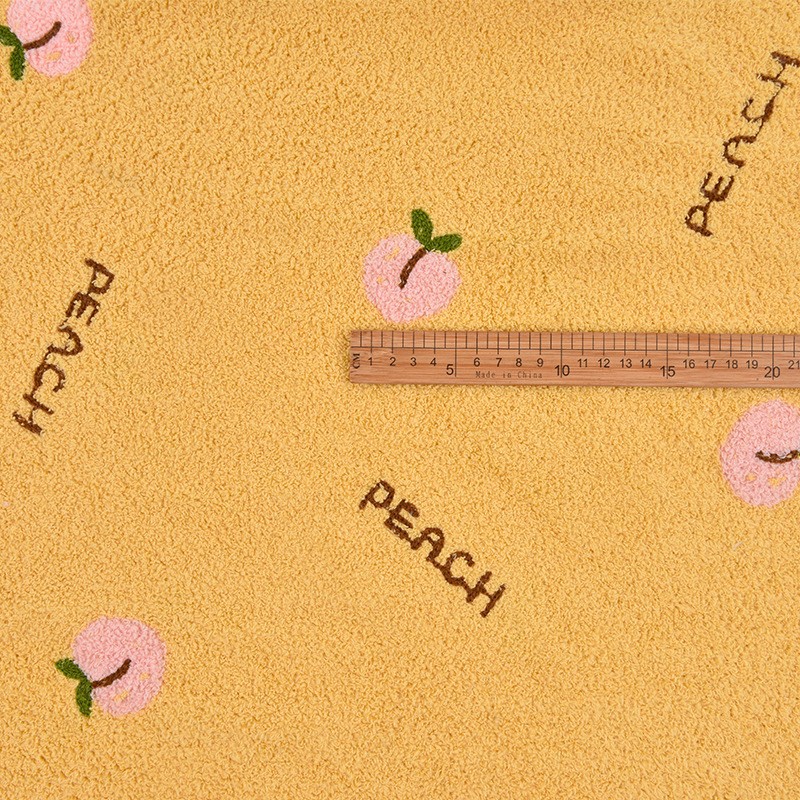 云朵绒绣花 卡通绣绒布 泰迪绒提花 家居服童装面料