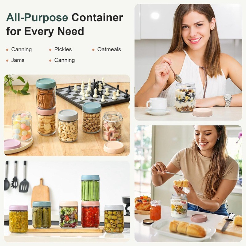 Tanque de sellado de vidrio Amazon transfronterizo alimentos humedad tanque de almacenamiento té grano nueces bocadillos botellas de yogur