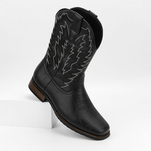 Western cowboy boots square-toe men's boots embroidered motorbike boots