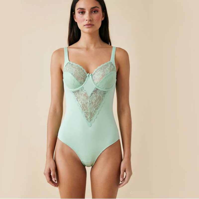 Original Foreign Trade Ultra-Thin Semi-Transparent Lace-Trimmed Bodysuit with Steel Ring, Foreign Trade Bra for Women, Summer Slimming Shapewear
