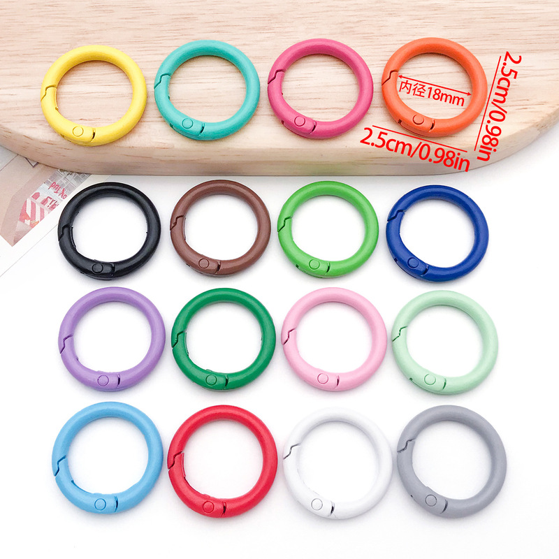 25mm Colorful Painted Spring Ring Keychain Phone Chain Accessory Open Spring Clasp Book Ring Connecting Clip Ring