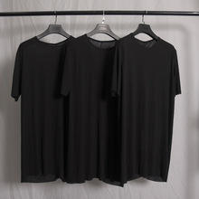 RO夏季天丝羊毛半透明短袖t恤男士薄款宽松休闲大码