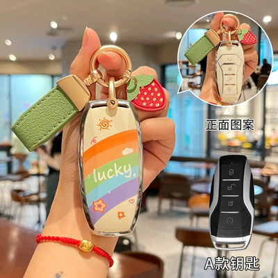 Protective Shell Bag, Car key bag - byd-a-lucky-rainbow-green-belt-strawberry