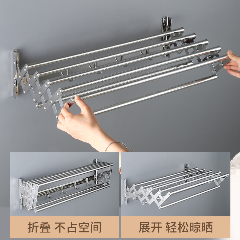 Rack de toallas de baño telescópicas plegables de acero inoxidable de baño de baño de toallas de baño de balcón de secador de ropa