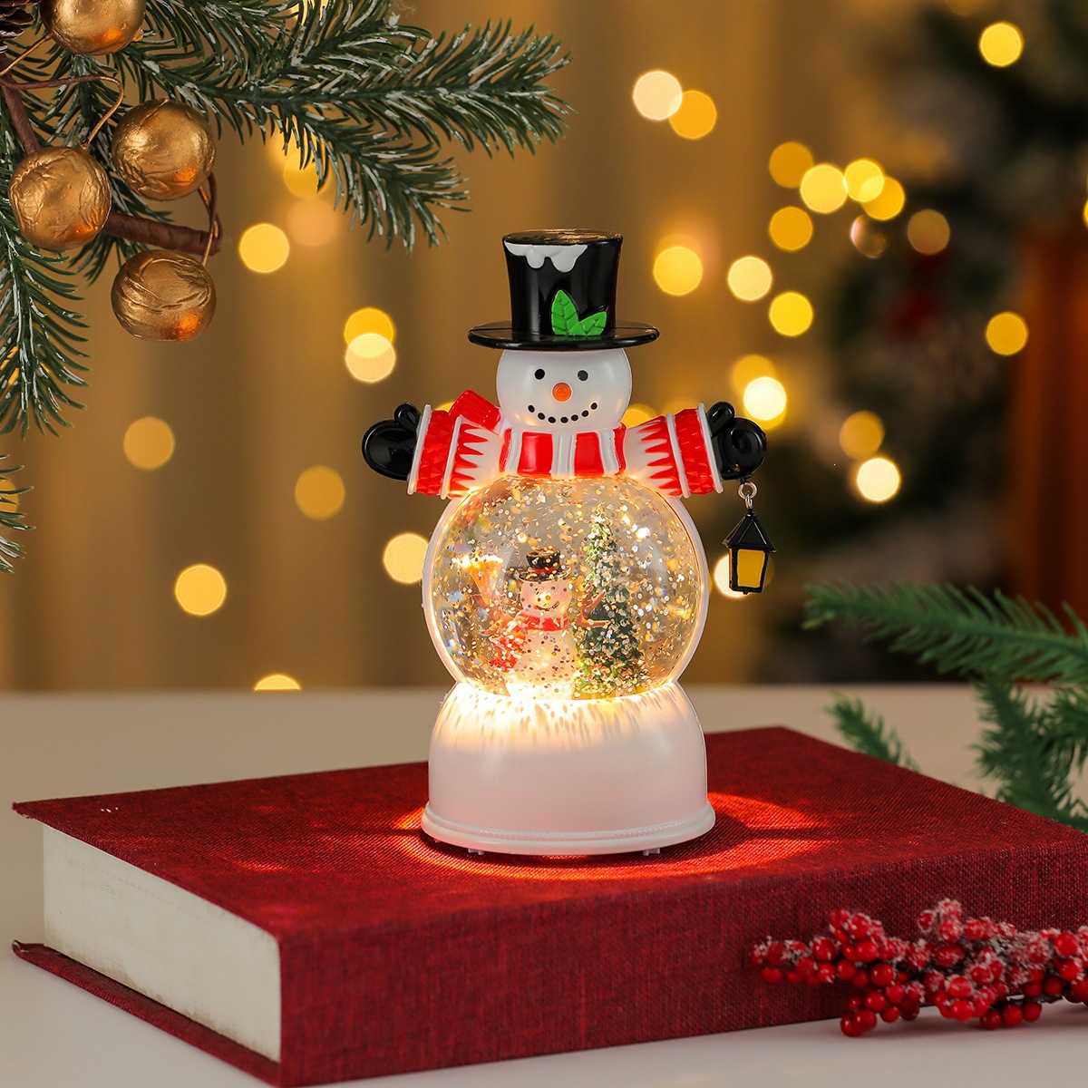 Nueva música de Navidad nieve inyección de agua TV lámpara de noche lámpara de aceite lámpara de caballo decoración de regalos image 15