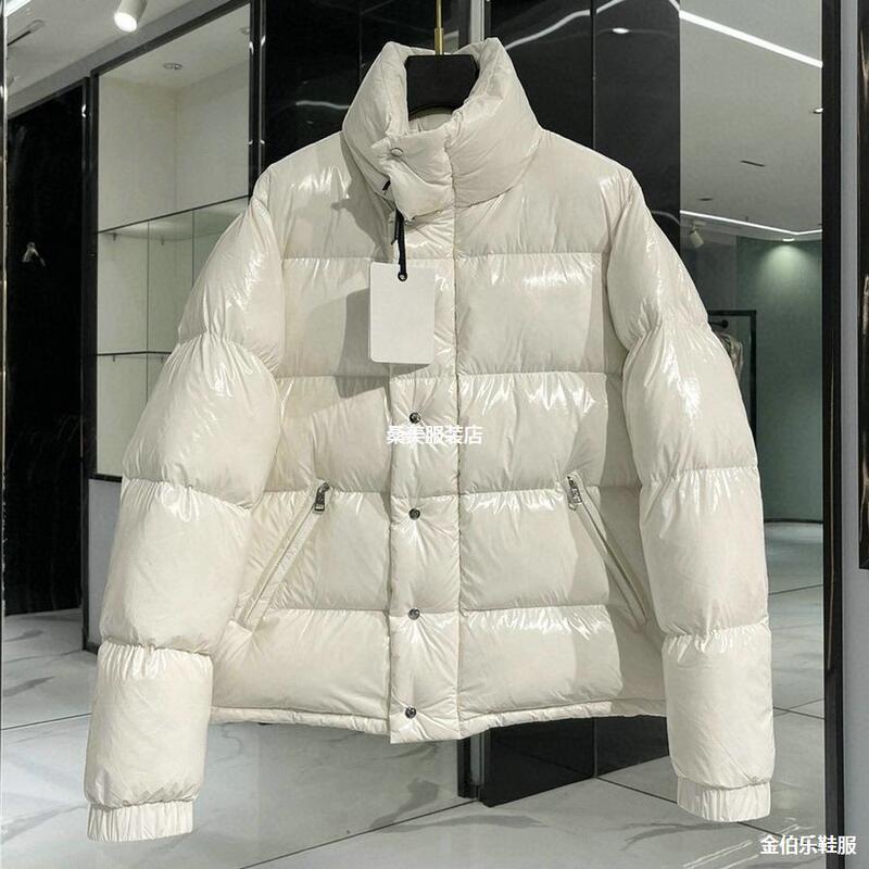 Mengjia high-end generation hair waterproof white fritillary patent leather glitter women's down jacket winter fashion coat