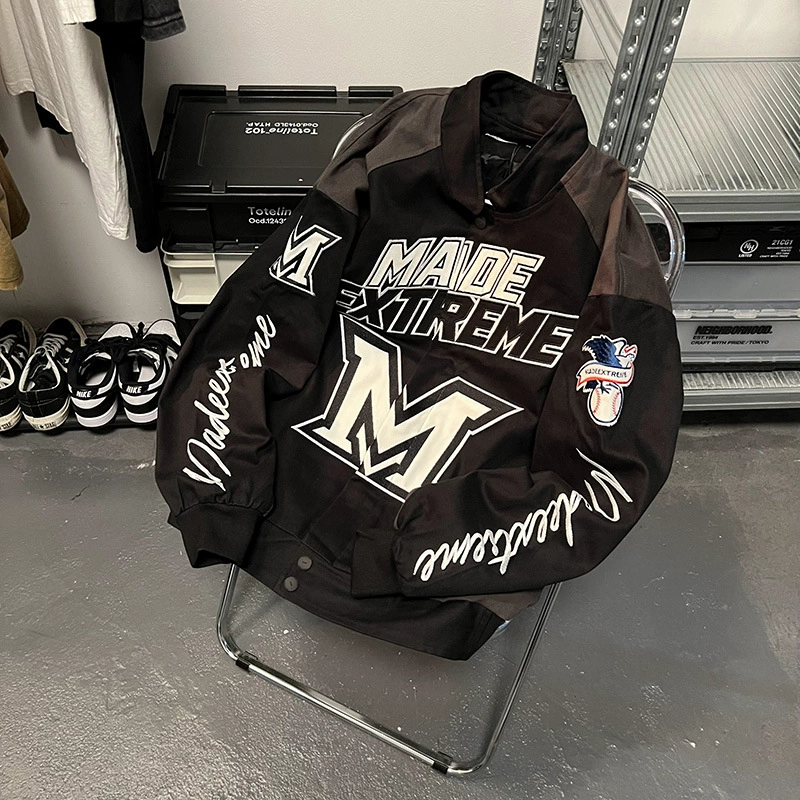 Весенний и осенний вышитый алфавит локомотивный бейсбольный костюм куртка для мужчин и женщин хип-хоп свободный гоночный костюм куртка американский ретро уличная