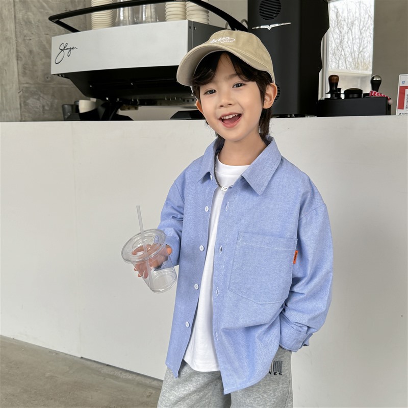 Boys Haima's casa 2025 primavera y otoño nuevo estilo coreano ropa para niños camisa de manga larga ropa de otoño de algodón puro para niños tendencia de rayas