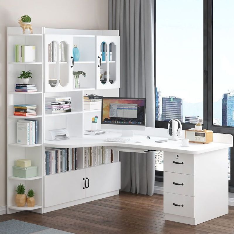 Corner desk bookshelf combination computer desk with bookcase, integrated home student bedroom corner thickened study desk Corner desk bookshelf combination computer desk with bookcase, integrated home student bedroom corner thickened study desk