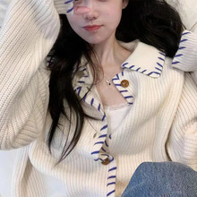 日系2024新款冬季宽松慵懒风外套复古小个子外搭针织开衫毛衣女款