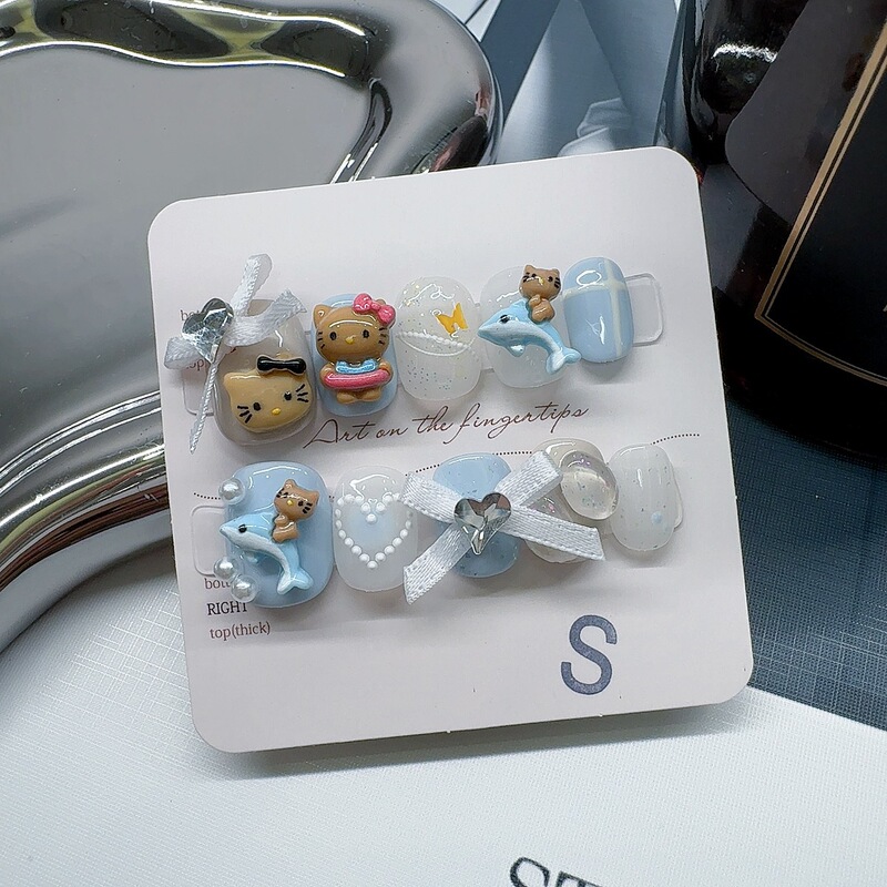 Hello Kitty Series Cute Cartoon Girl Handmade Wearable Nail Patches, Removable and Exquisite Hello Kitty Series Cute Cartoon Girl Handmade Wearable Nail Patches, Removable and Exquisite